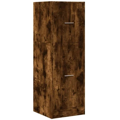 Image of vidaXL Apothecary Cabinet Storage Drawer Smoked Oak Engineered Wood 3 Drawers, 118 cm Tall for Home/Office Organization.