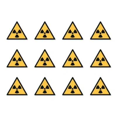Image of Warning against radioactive substances or ionising rays: W003 DIN EN ISO 7010 / ASR A1.3 Sticker: diameter 2.5 cm, pack of 12