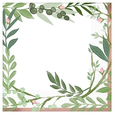 Image of (PKT) Adult Ladies 16 Pack Love &amp; Leaves Hen Do Bridal Shower Luncheon Napkins 33cm