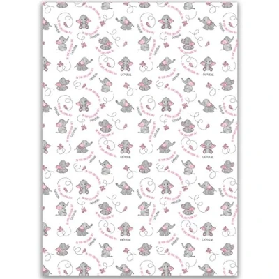 Image of Paper Themes Kids Birthday Christening Personalised Gift wrap 2 Sheets HelloLittle Elephant Wrapping