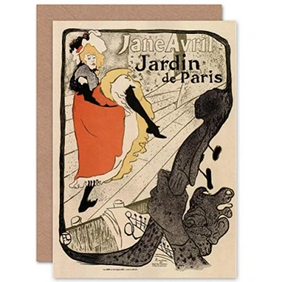 Image of Wee Blue Coo GARDENS PARIS JANE AVRIL TOULOUSE LAUTREC FRANCE GREETINGS CARD