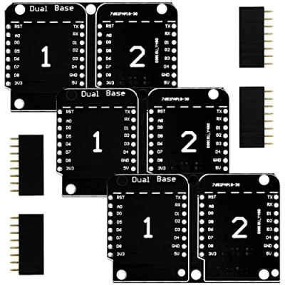 Image of AZDelivery 3 x Double Socket Dual Base Shield compatible with D1 Mini NodeMCU ESP8266 DIY PCB Expansion Board including E Book!