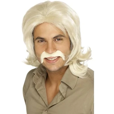 Image of Smiffys 70s Retro Wig, Blonde Fringed, 1970&#039;s Disco Fancy Dress, 1970s Dress Up Wigs