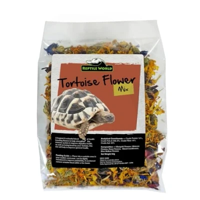 Image of Reptile World Tortoise Flower Mix 60g Bearded Dragon, Iguana, Marigold, Rose