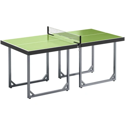 Image of HOMCOM 6ft Table Tennis Table, Ping Pong with Net, Foldable and Portable Set for Indoor Outdoor Use, Easy Assemble, Midsize, Green