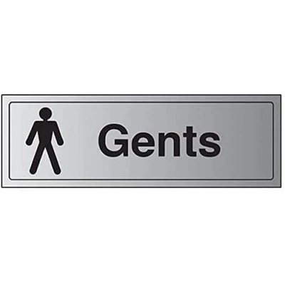Image of V Safety General Door Gents Toilet Sign 300mm x 100mm 1.6mm Alu Rigid Plastic