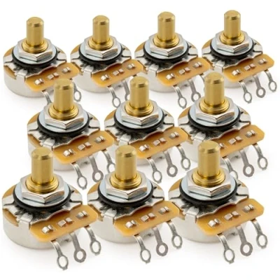 Image of CTS 450G A250K Pots Brass Solid Short Shaft 1/4 Inch 10% Audio Taper Potentiometers for Electric Guitar Bass (Set of 10)
