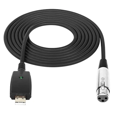 Image of SinLoon USB to XLR Microphone Cable 10FT Male Female 3 Pin Converter Studio Audio for Instruments Recording Karaoke Singing or Microphones