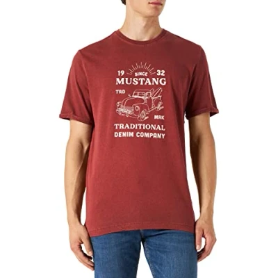Image of MUSTANG Men&#039;s Alex C Print T Shirt, Spiced Apple 7256, S