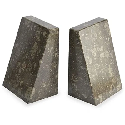 Image of Himalayan Marble Dark Fossilstone Wedge Bookends