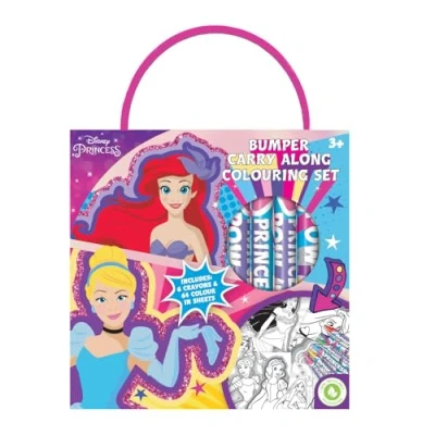 Image of The Design Group Disney Princess Bumper Carry Along Colouring Set Girls Childrens Activity Gift, Pink