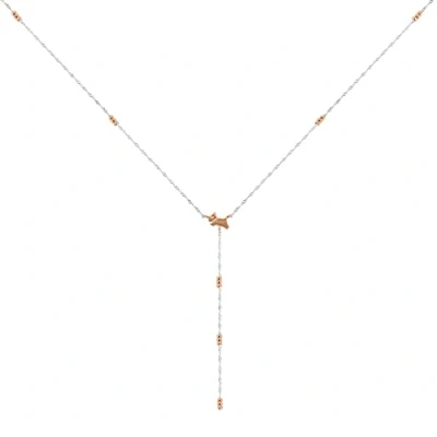 Image of RADLEY Ladies 18ct Rose Gold Plated Beaded Lariot Jumping Dog Necklace RYJ2393S