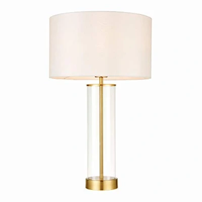 Image of 40W Brushed Brass and Glass with a Fabric Shade Touch Dimmable Task Table Light Desk Lamp