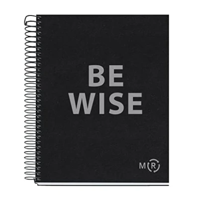 Image of Miquelrius Notebook A5 Be Eco, 80 Sheets 90 g/m², Dots, 1 Colour Strip, 2 Holes, Recycled Cover, Anthracite Black