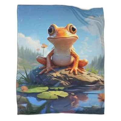 Image of RsfiL Cartoon Frog Throw Blanket for Kids Adult Flannel Fleece Blankets Plush Lightweight Warm 3D Printed Boys Girls All Season Couch Sofa Décor 50x60inch(127x152cm)