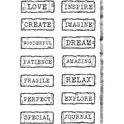 Image of Woodware Francoise Collection Clear Stamp Junk Labels, 4 x 6 inches