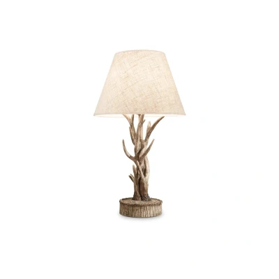 Image of Chalet 1 Light Wood Table Lamp Brown with Shade, E27