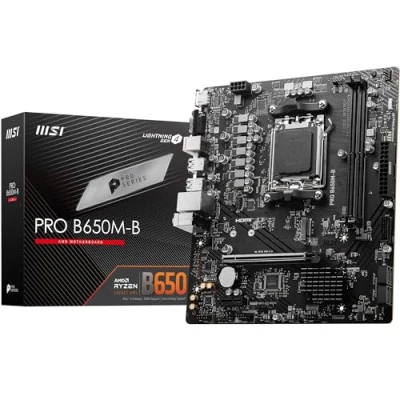 Image of MSI PRO B650M B Motherboard, Micro ATX Supports AMD Ryzen 9000 / 8000 7000 Series Processors, AM5 DDR5 Memory Boost 6800+MHz/OC, 1 x PCIe 4.0 x16, M.2 Gen4, 2.5G LAN