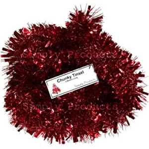 Image of Simply Products 4M Chunky/Fine Cut Christmas Tinsel Garland Decoration (Red)
