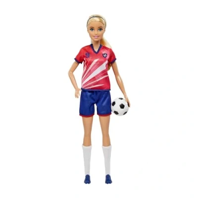 Image of Barbie Soccer Doll, Blonde Ponytail, Colorful #9 Uniform, Ball, Cleats, Tall Socks, Great Sports Inspired Gift for Ages 3 and Up, HCN17