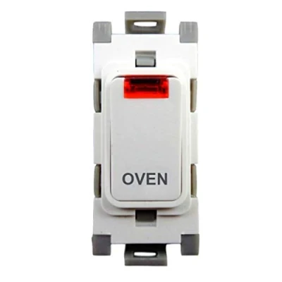 Image of Deta G3571 Grid Switch 20 Amp Double Pole with Neon Marked &#039;Oven&#039; (White)