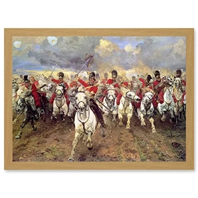 Image of Artery8 Thompson Scotland Forever Battle Waterloo Painting Artwork Framed Wall Art Print A4
