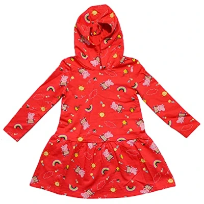 Image of Peppa Pig Girls Hooded Dress All Over Design Age 2 3 Years