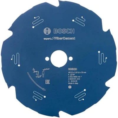 Image of Bosch Professional 2608644345 Expert for Fibre Cement Circular Saw Blade (for Cement, 210 x 30 2.2 mm, 6 Teeth,Circular Accessory), Diameter mm