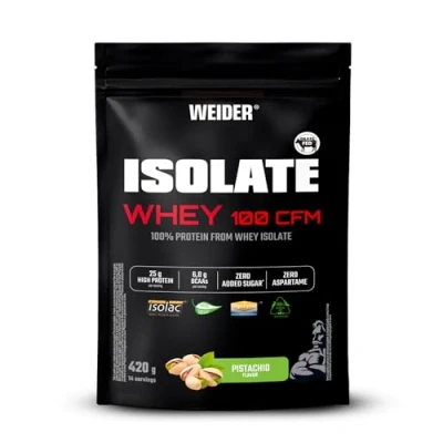 Image of Weider Isolate Whey 100CFM (420g) Pistachio Flavour, Protein 100% from Isolac®, 25g Protein/Portion, with Digestive Enzymes Digezyme®, No Added Sugar, Aspartame, Low Fat, 14 servings