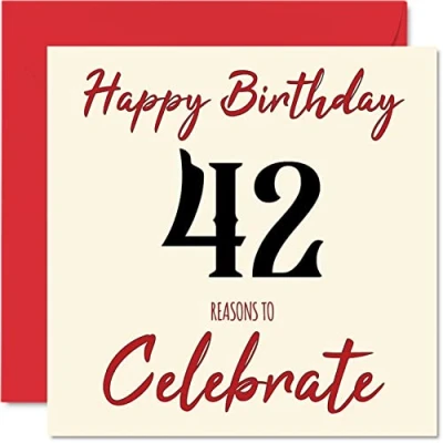 Image of Fun 42nd Birthday Cards for Men Woman Reasons To Happy Card Dad Mum Brother Sister Grandad Nanny Grandma Uncle Auntie, 145mm x Greeting Cards,