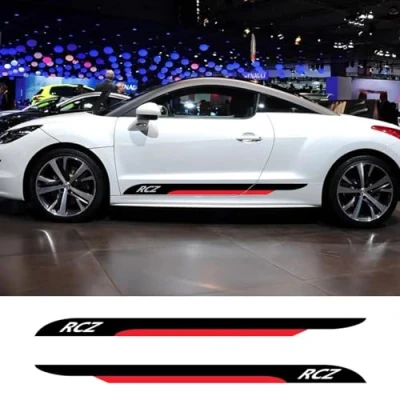 Image of IBLUON 2PCS Car Door Side Stickers Racing Sport Stripes Styling Decor Auto Vinyl Film Decals,for Peugeot RCZ Accessories