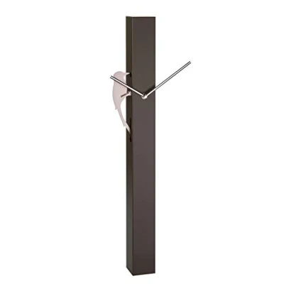Image of TFA Dostmann Picus analogue pendulum clock, 60.3062.08, modern, quartz movement, rose gold bird, dark brown, Aluminium Plastic, (L) 246x (B) 75 x (H) 653 mm