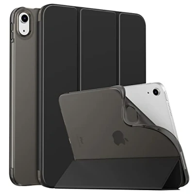 Image of MoKo Case for iPad 10th Generation 2022, 10.9 inch Case, Soft TPU Translucent Frosted Back Cover Slim Shell Protective with Adjustable Angles, Auto Wake/Sleep, Black