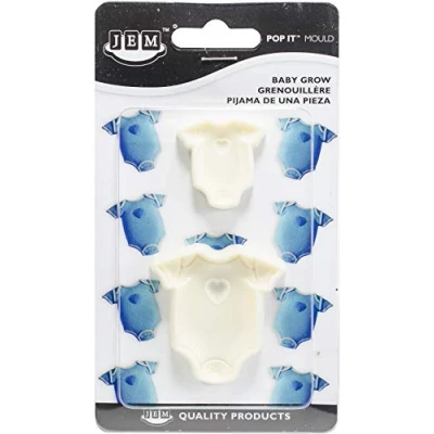 Image of PME 1102EP001 JEM &quot;Pop It&quot; Baby Grow Shaped Mould for Cake Decorating, Set of 2, Large / Small sizes Off white 5x2x5 cm