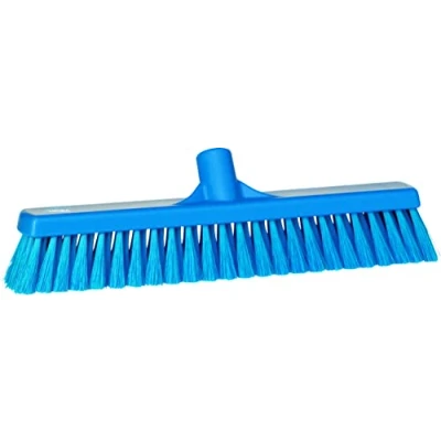Image of Vikan 31793 Fine Sweep Floor Broom Head, Polypropylene Block, 16 1/2&quot; Polyester Bristle, Blue