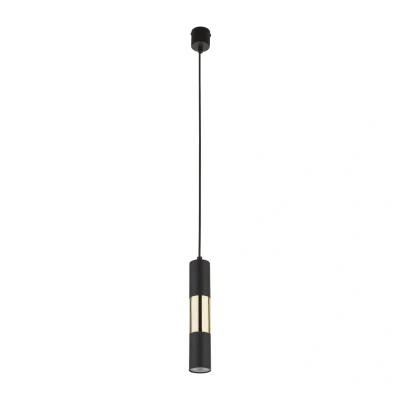 Image of Vivien Slim Pendant Ceiling Light Black, Gold 1xGU10