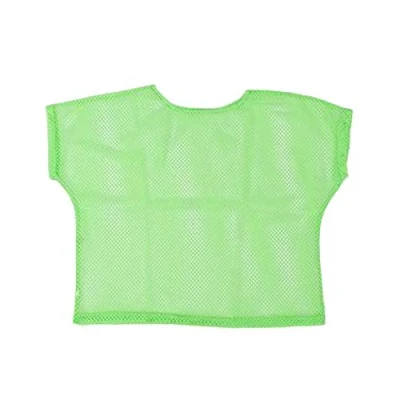 Image of Ladies 80s Theme Neon Mesh Tops Fancy Dress (Green Top, UK 12 14)
