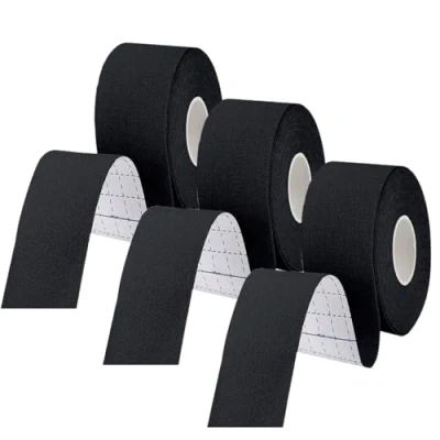 Image of ANAMPION Kinesiology Tape, Waterproof Sports Tape for Athletes Physio Elastic Pain Relief Adhesive Muscles Shin Splints Ankle Knee Shoulder (Black, 2.5 CM 3 Rolls)