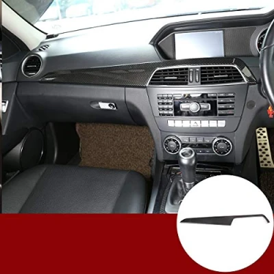 Image of Carbon Fiber Style Car Interior Center Console Decoration Panel Cover Trim For Benz C Class W204 2010 2013 Right Hand Drive Accessories