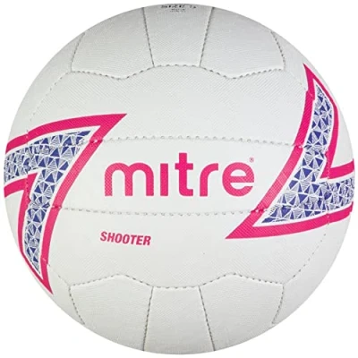 Image of Mitre Shooter Match Netball White/Red/Ruby, Size 4