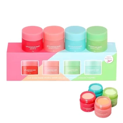 Image of Lip Sleeping Mask,4 Pcs Balm Set Mini Day And Night Repair Balm, Mask for Chapped Cracked Dry Lips, Moisturizing Both Men Women, Sleep Natural Bright