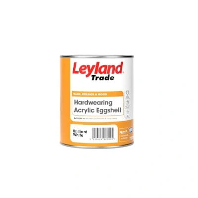 Image of Leyland Trade Acrylic Eggshell Paint Brilliant White 750ml