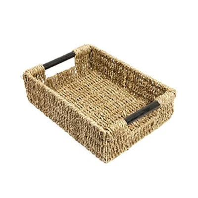 Image of Woodluv Storage Baskets, Baskets for Shelves, Box Organiser, to make hampers With Wood Handles, Medium