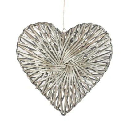 Image of Red Hamper H184 Wicker Large Heart Wreath Grey Wash Finish