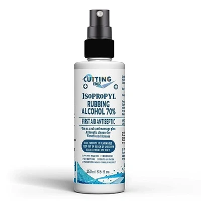 Image of Cutting Edge Isopropyl 70% IPA Rubbing Alcohol First Aid Antiseptic Cleanser &amp; Cleaning (250ML WITH SPRAY)