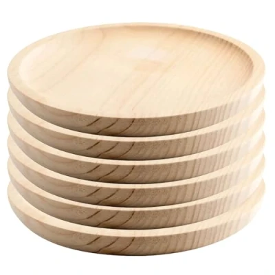 Image of Space Home Wooden Plates Octopus, Cheese, Pizza, Chicken, Salad Round Pack of 6 24 cm