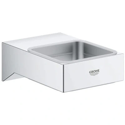 Image of GROHE Selection Cube Glass/Soap Dish Holder Chrome 40865000