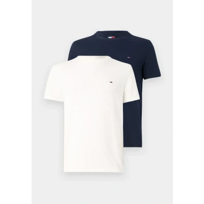 Image of Tommy Jeans TEE 2 PACK Basic Tshirt, Men&#039;s, Size: 36/38, Dark night navy/ecru