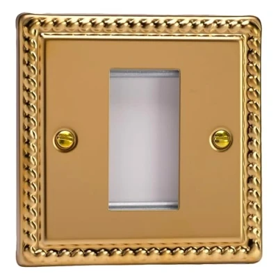 Image of Varilight Data Grid Face Plate for 1 Module Width Georgian Brass XGG1