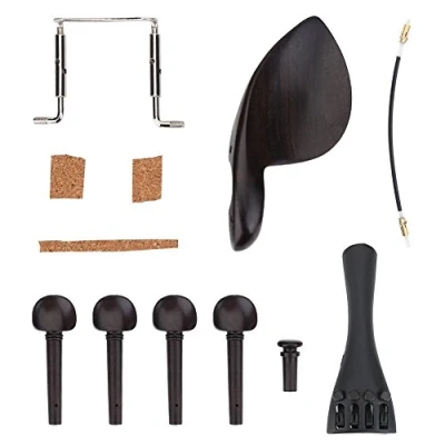 Image of Violin Parts Fittings, Ebony Wood Chinrest Pegs Tailpiece Tuners Endpin